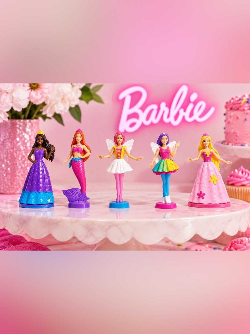 Barbie Dreamtopia Collector 5 Pack Micro Figures, Barbie Cake Toppers